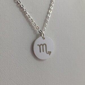Jewelry necklace Scorpio zodiac horoscope celestial silver dainty round new